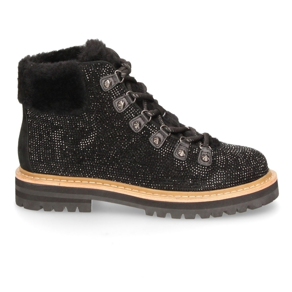 Lola Cruz Jewel Shoes Black Crystal Studded Ankle Boots 38 US 8 Platform Hiking